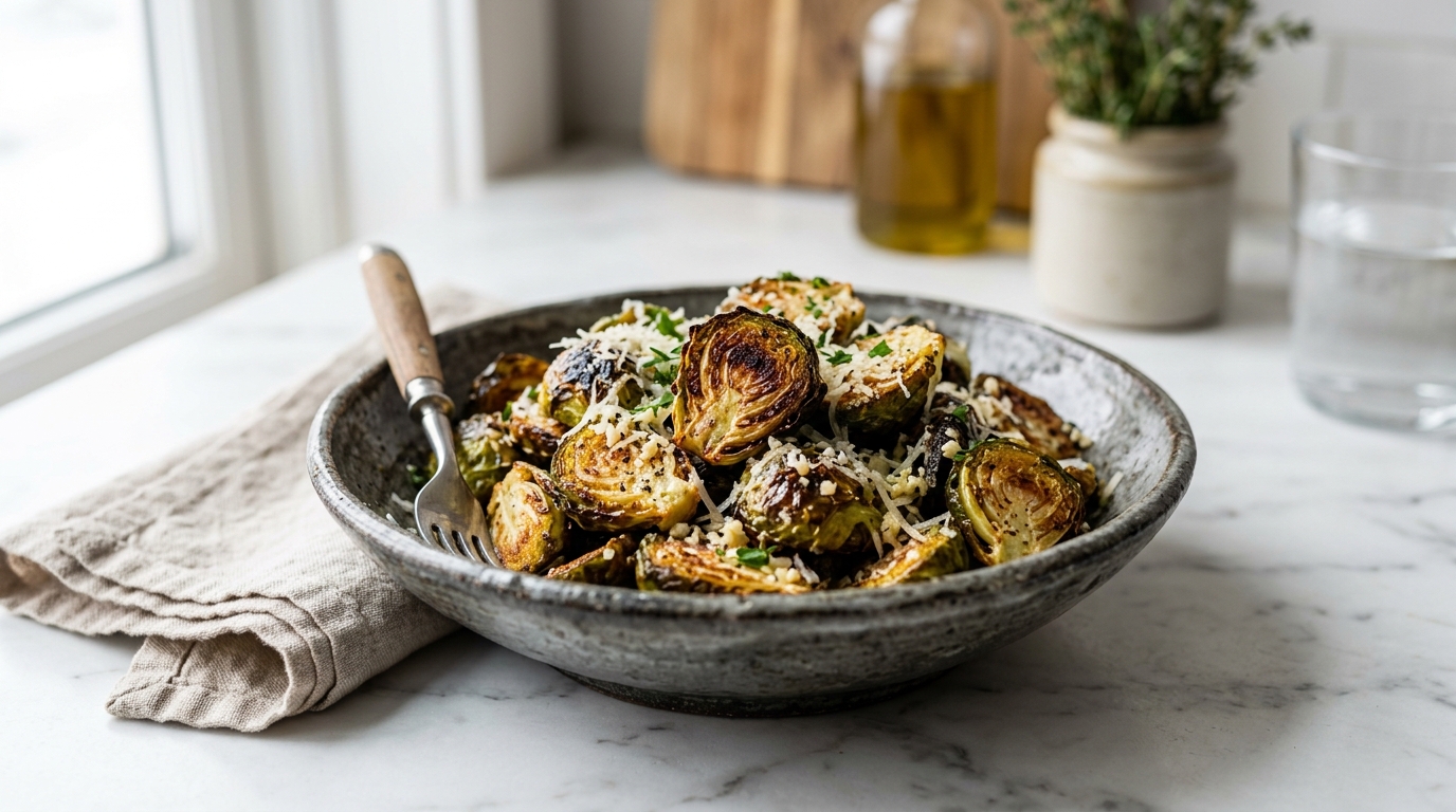 Air Fryer Brussels Sprouts | Crispy Garlic Parmesan Recipe