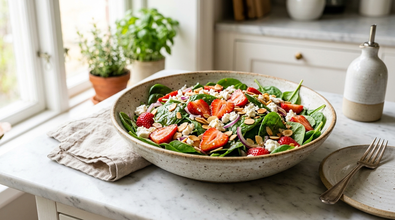Spinach Strawberry Salad (Fresh, Healthy & Easy 15-Minute Recipe)