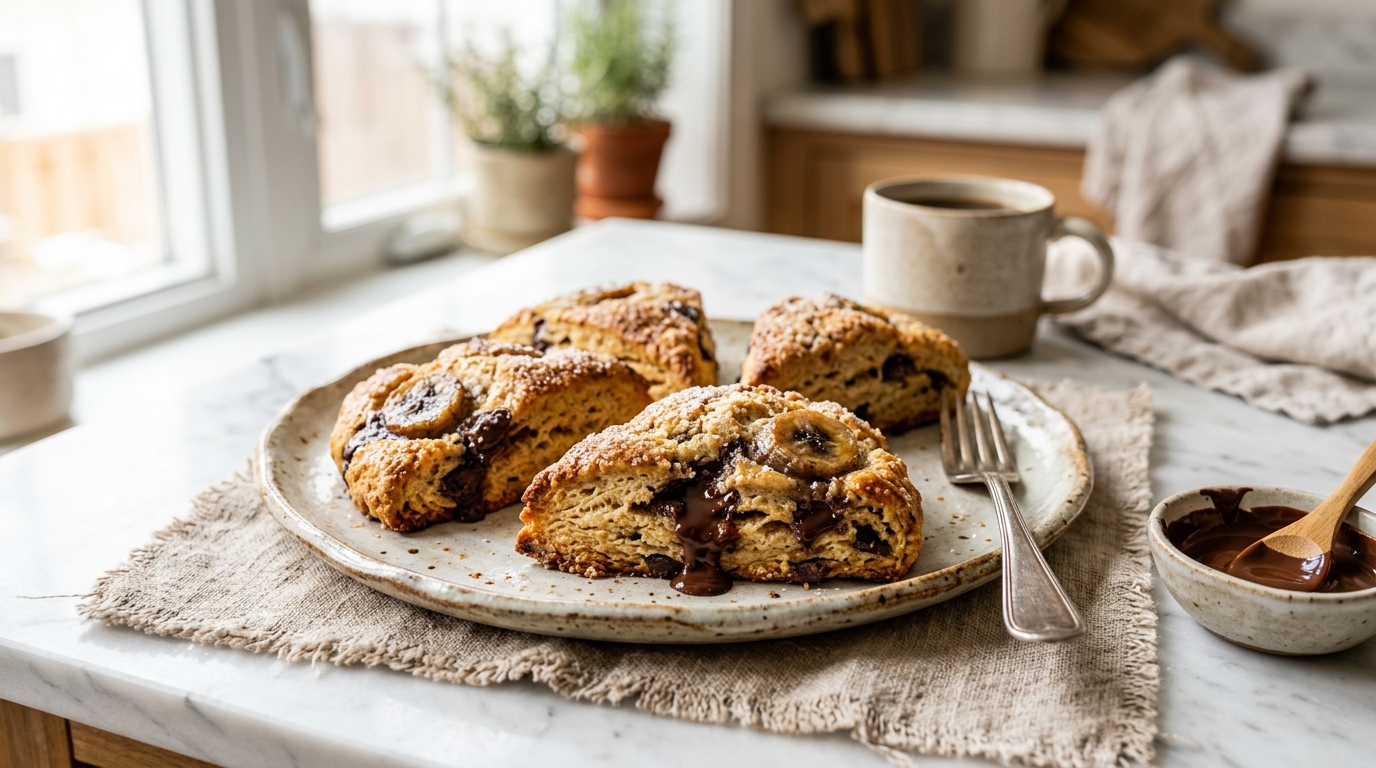 Banana Chocolate Chip Scones | Flaky & Easy Bakery Recipe