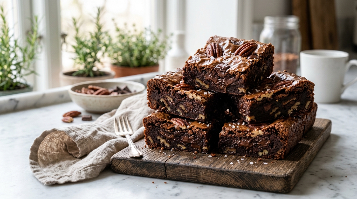 Fudgy Pecan Chocolate Brownies | Easy Homemade Recipe