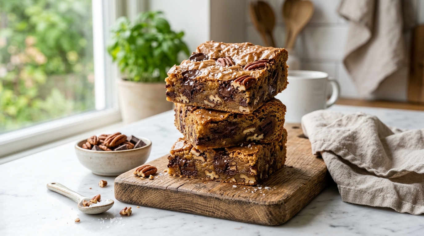 Chocolate Pecan Blondies | Chewy & Easy Bakery Recipe